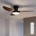 Brilagi - Ventilador de techo con luz LED regulable, 38W/230V, 100 cm, negro/marrón + mando a distancia