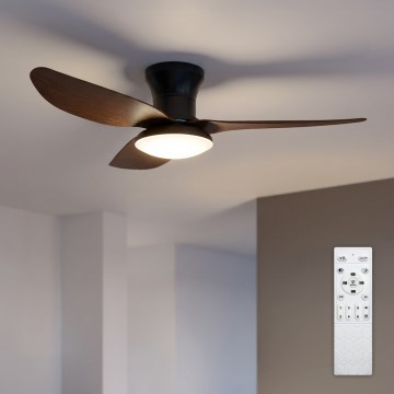Brilagi - Ventilador de techo con luz LED regulable, 38W/230V, 100 cm, negro/marrón + mando a distancia