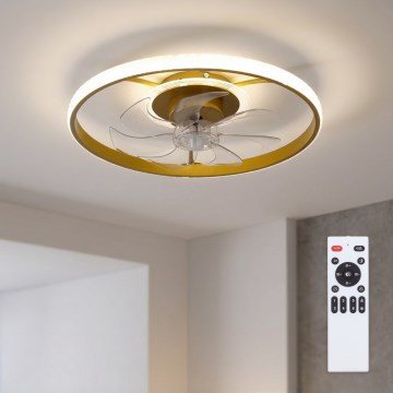 Brilagi - Ventilador de techo LED con luz regulable LED/66W/230V 55 cm blanco/dorado + mando a distancia