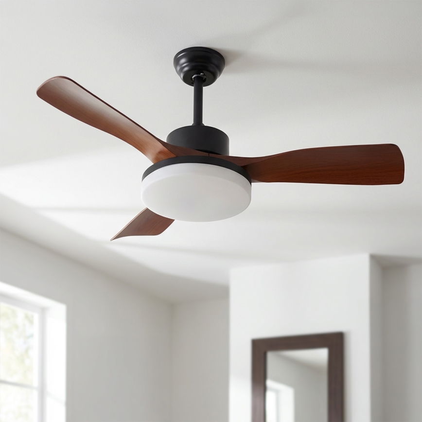Brilagi - Ventilador de techo LED regulable 34W/230V 3000-6500K Ø 106 cm negro/marrón + mando a distancia