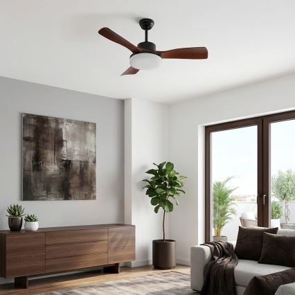Brilagi - Ventilador de techo LED regulable 34W/230V 3000-6500K Ø 106 cm negro/marrón + mando a distancia
