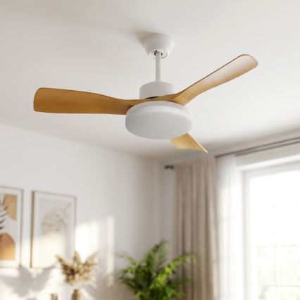Brilagi - Ventilador de techo LED regulable LED/34W/230V 3000-6500K Ø 106 cm blanco/marrón + mando a distancia