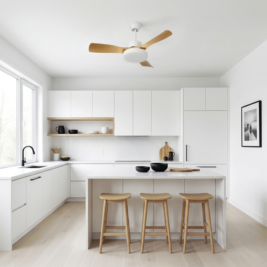 Brilagi - Ventilador de techo LED regulable LED/34W/230V 3000-6500K Ø 106 cm blanco/marrón + mando a distancia