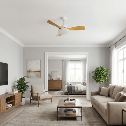 Brilagi - Ventilador de techo LED regulable LED/34W/230V 3000-6500K Ø 106 cm blanco/marrón + mando a distancia