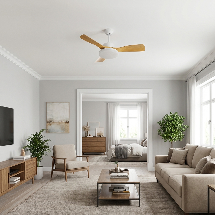 Brilagi - Ventilador de techo LED regulable LED/34W/230V 3000-6500K Ø 106 cm blanco/marrón + mando a distancia