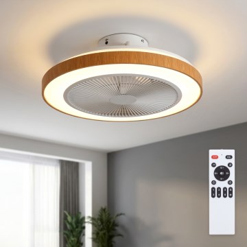 Brilagi - Ventilador de techo LED regulable/38W/230V 3000-6500K Ø 50 cm blanco/marrón + mando a distancia