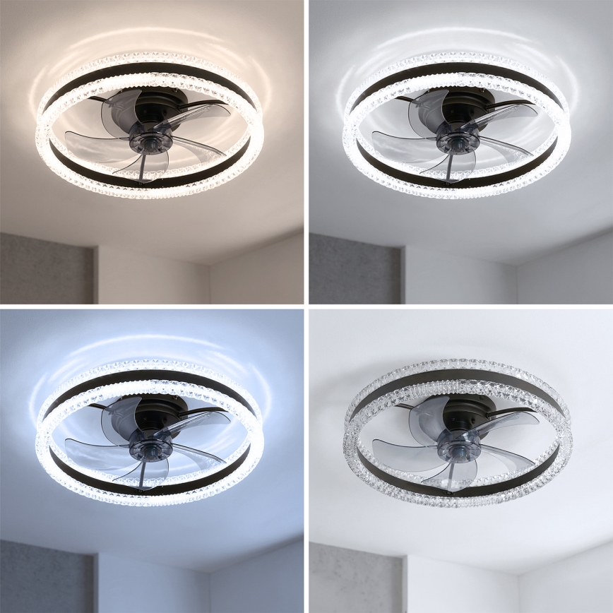 Brilagi - Ventilador de techo LED regulable 62W/230V Ø 50 cm, negro + mando a distancia