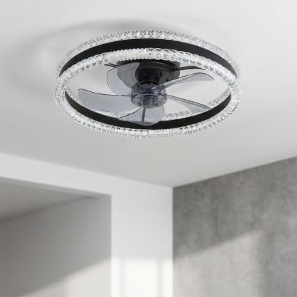 Brilagi - Ventilador de techo LED regulable 62W/230V Ø 50 cm, negro + mando a distancia