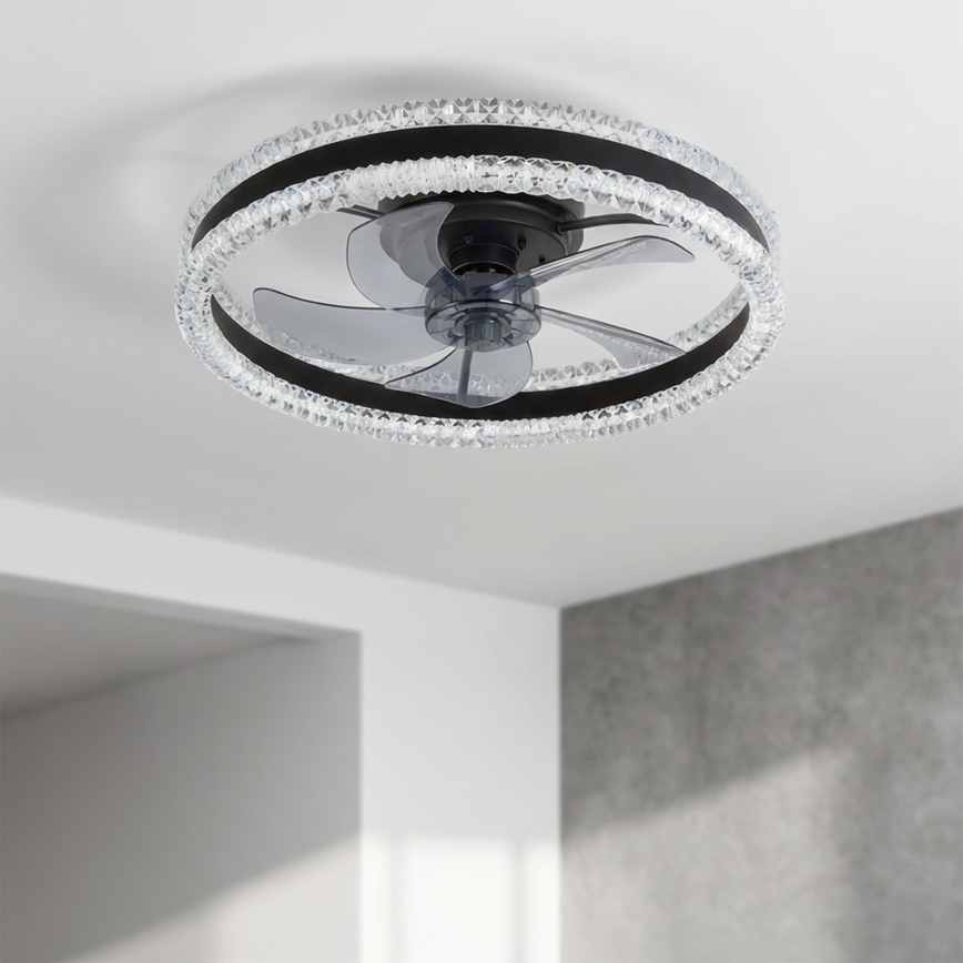 Brilagi - Ventilador de techo LED regulable 62W/230V Ø 50 cm, negro + mando a distancia