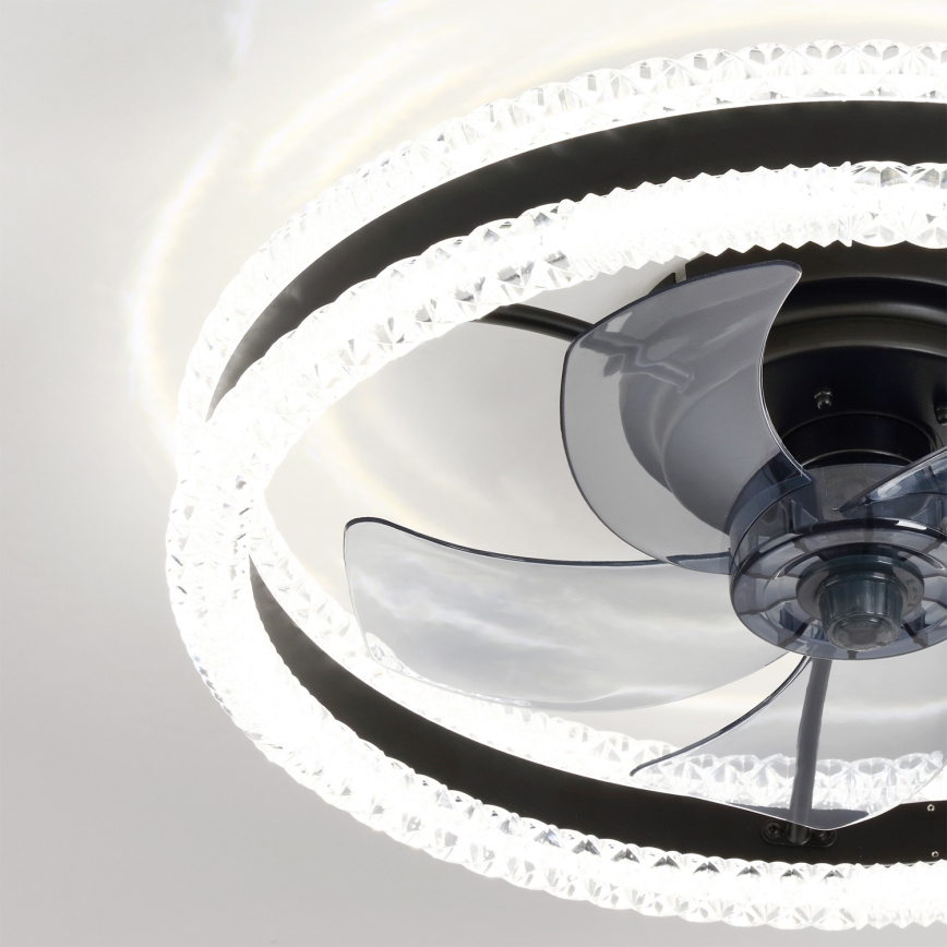 Brilagi - Ventilador de techo LED regulable 62W/230V Ø 50 cm, negro + mando a distancia