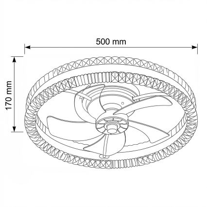 Brilagi - Ventilador de techo LED regulable 62W/230V Ø 50 cm, negro + mando a distancia