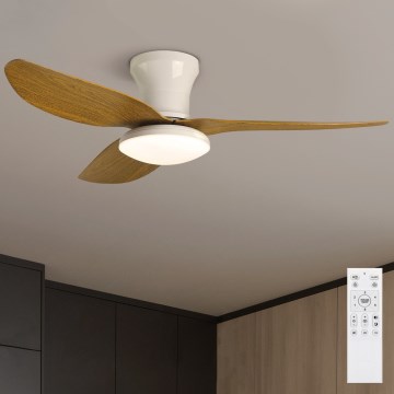 Brilagi - Ventilador de techo LED regulable LED/30W/230V 3000-6500K blanco/marrón + mando a distancia