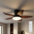 Brilagi - Ventilador de techo LED regulable LED/32 W/230 V 3000–6500 K Ø95 cm negro/marrón + mando a distancia