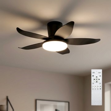 Brilagi - Ventilador de techo LED regulable LED/32W/230V 3000-6500K Ø 95 cm negro + mando a distancia
