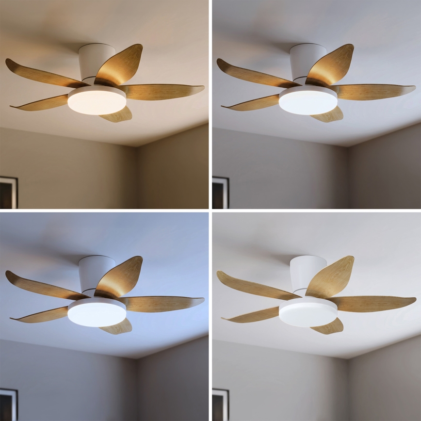 Brilagi - Ventilador de techo LED regulable LED/32W/230V 3000-6500K Ø 95 cm blanco/marrón + mando a distancia