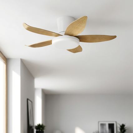 Brilagi - Ventilador de techo LED regulable LED/32W/230V 3000-6500K Ø 95 cm blanco/marrón + mando a distancia