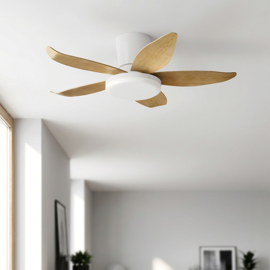 Brilagi - Ventilador de techo LED regulable LED/32W/230V 3000-6500K Ø 95 cm blanco/marrón + mando a distancia