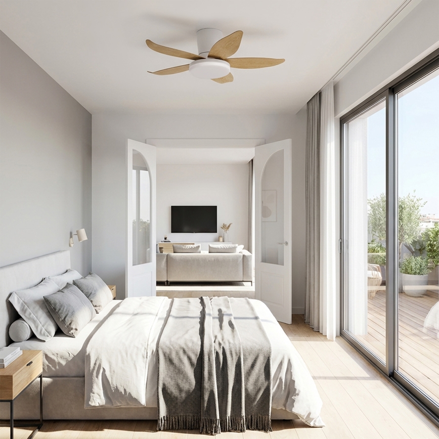 Brilagi - Ventilador de techo LED regulable LED/32W/230V 3000-6500K Ø 95 cm blanco/marrón + mando a distancia