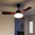 Brilagi - Ventilador de techo LED regulable LED/34W/230V 106 cm negro/marrón + mando a distancia