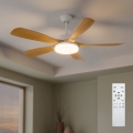 Brilagi - Ventilador de techo LED regulable LED/34W/230V 132 cm blanco/marrón + mando a distancia