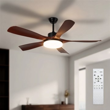 Brilagi - Ventilador de techo LED regulable LED/34W/230V 132 cm negro/marrón + mando a distancia