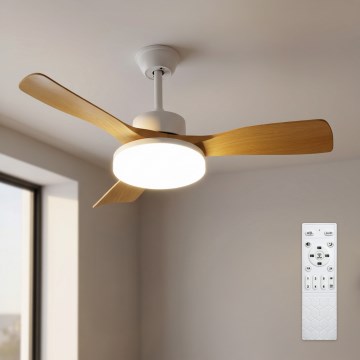 Brilagi - Ventilador de techo LED regulable LED/34W/230V 3000-6500K Ø 106 cm blanco/marrón + mando a distancia