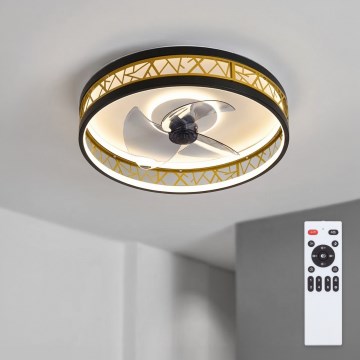 Brilagi - Ventilador de techo LED regulable LED/34W/230V 50 cm negro/dorado + control remoto