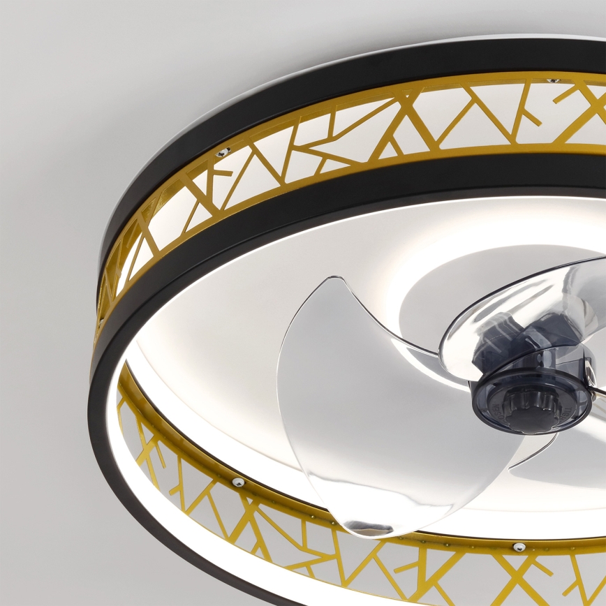 Brilagi - Ventilador de techo LED regulable LED/34W/230V 3000-6500K Ø 50 cm negro/dorado + mando a distancia