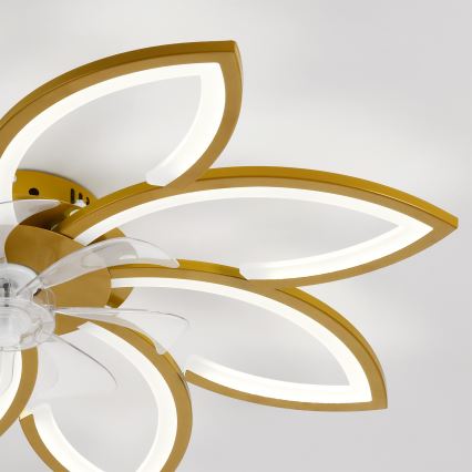 Brilagi - Ventilador de techo LED regulable, 43 W, 230 V, 3000–6500 K, diámetro 90 cm, color dorado + mando a distancia