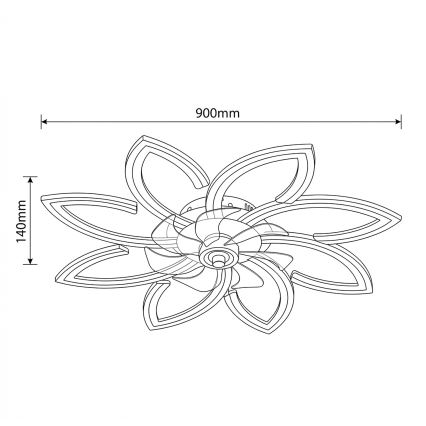 Brilagi - Ventilador de techo LED regulable, 43 W, 230 V, 3000–6500 K, diámetro 90 cm, color dorado + mando a distancia
