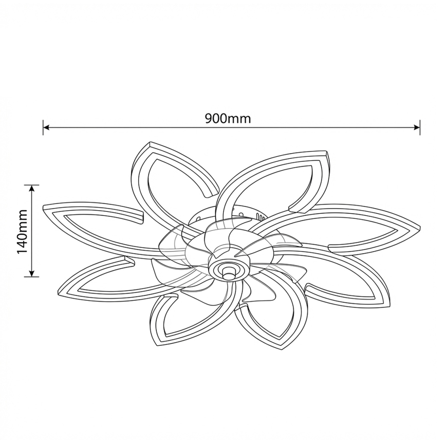 Brilagi - Ventilador de techo LED regulable, 43 W, 230 V, 3000–6500 K, diámetro 90 cm, color dorado + mando a distancia