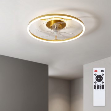 Brilagi - Ventilador de techo LED regulable LED/66W/230V 55 cm blanco/dorado + mando a distancia
