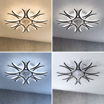 Brilagi - Ventilador de techo LED regulable, 70 W, 230 V, 3000-6500 K, Ø 76 cm, negro + mando a distancia