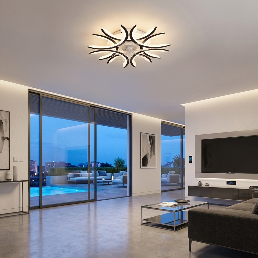 Brilagi - Ventilador de techo LED regulable, 70 W, 230 V, 3000-6500 K, Ø 76 cm, negro + mando a distancia