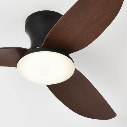 Brilagi - Ventilador de techo con luz LED regulable, 38W/230V, 100 cm, negro/marrón + mando a distancia