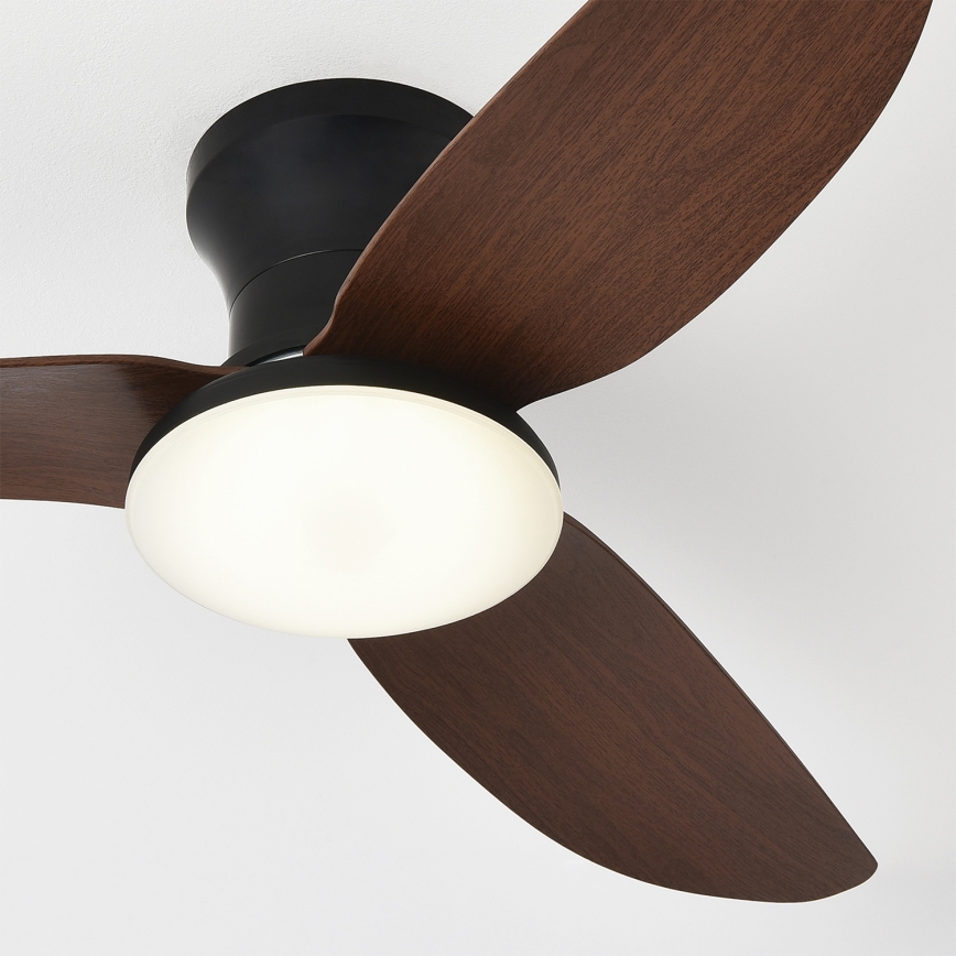 Brilagi - Ventilador de techo con luz LED regulable, 38W/230V, 100 cm, negro/marrón + mando a distancia