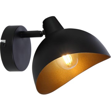 Brilliant - Aplique de pared LAYTON tipo foco 1xE14/25W/230V negro/dorado