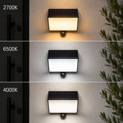 Brilliant - Aplique solar de pared LED con sensor SIERRA LED/6W/3,7V 2700/4000/6500K 2000 mAh IP54 negro