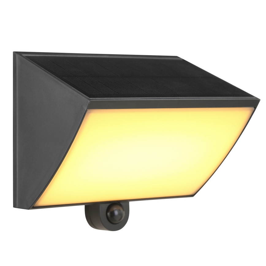 Brilliant - Aplique solar de pared LED con sensor SIERRA LED/6W/3,7V 2700/4000/6500K 2000 mAh IP54 negro
