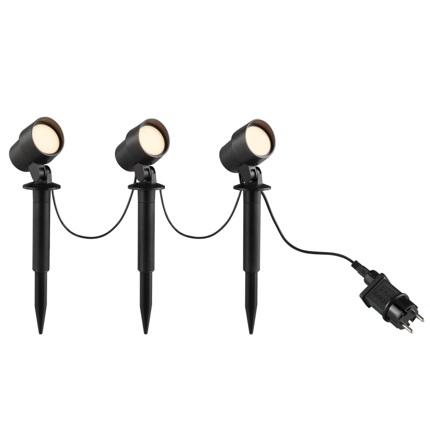 Brilliant - Juego de 3 lámparas LED de exterior KAMARA LED/8,5W/230V IP44 negro