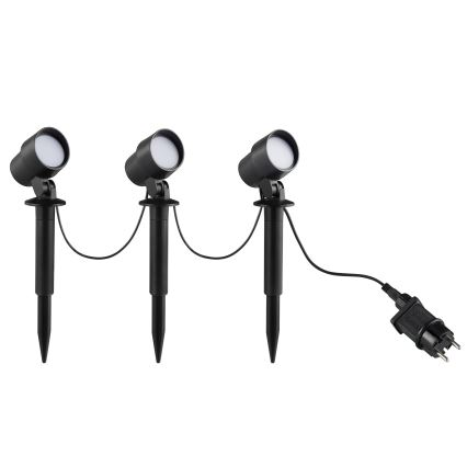 Brilliant - Juego de 3 lámparas LED de exterior KAMARA LED/8,5W/230V IP44 negro