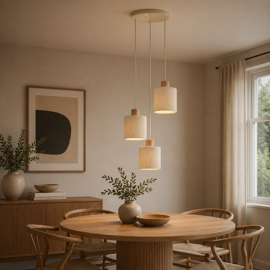 Brilliant - Lámpara colgante con cable ARLO 3xE27/20W/230V Ø 40 cm color crema