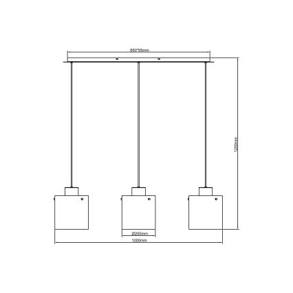 Brilliant - Lámpara colgante con cable BETH 3xE27/60W/230V negra/ahumada