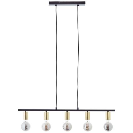 Brilliant - Lámpara colgante KERRY, suspensión por cable, 5xE27/40W/230V, negro/latón
