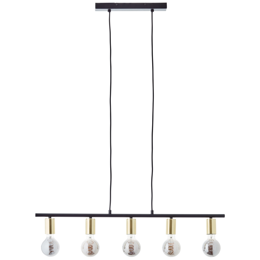 Brilliant - Lámpara colgante KERRY, suspensión por cable, 5xE27/40W/230V, negro/latón