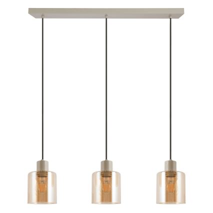 Brilliant - Lámpara colgante LYSKA con cable 3xE27/20W/230V crema/beige ahumado