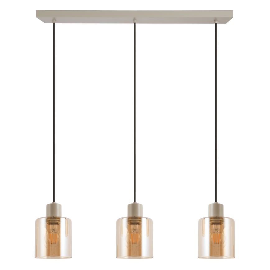Brilliant - Lámpara colgante LYSKA con cable 3xE27/20W/230V crema/beige ahumado