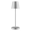 Brilliant - Lámpara de mesa LED regulable recargable con control táctil para exterior ELORA LED/2,5W/5V 2700K 2600 mAh IP44 plateada