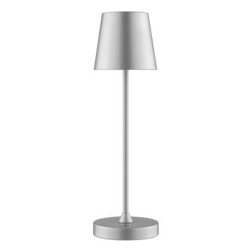 Brilliant - Lámpara de mesa LED regulable recargable con control táctil para exterior ELORA LED/2,5W/5V 2700K 2600 mAh IP44 plateada