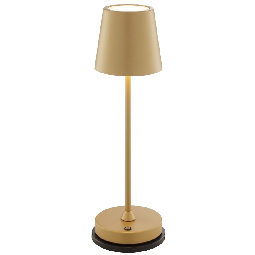 Brilliant - Lámpara de mesa para exterior recargable con control táctil y regulable ELORA LED/2,5W/5V 2700K 2600 mAh IP44 dorada